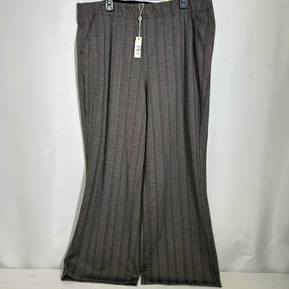 Max Studio London Grey Herringbone Wide Leg Trousers Pants Women's 2X NWT